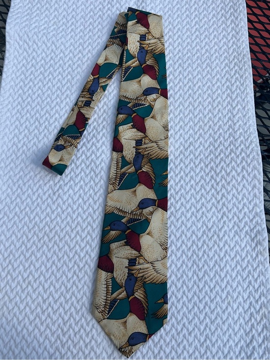 hathaway Other - Men's Green Duck-Print Silk Tie